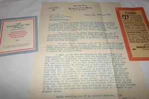 Lot 3 Wood men of the World Fraternal letter why Woodmen World Financials 1919 - Picture 1 of 9