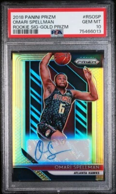 Omari Spellman 2018-19 Panini Prizm RC Rookie Signatures Gold Auto /10 PSA 10￼ - Image 1 of 2