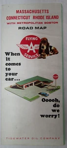 1966 Tidewater Flying A Gasoline Road Map Massachusetts, Connecticut & RI - E6D - Picture 1 of 3