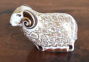 ROYAL CROWN DERBY BRIEFBESCHWERER KEDLESTON RAM Gold Stopper Ltd Edition of 200 - Bild 1 von 5