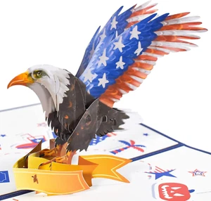 3D Bald Eagle Birthday Card, Independence Day Pop up Card, Patriotic Card, 4Th o - Picture 1 of 7
