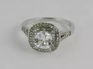 Charter Club Silberfarbener Zirkonia Halo Ring - Neu - Bild 1 von 1