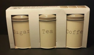 Kitchen Corner Metal Coffee Tea Sugar Kitchen Canister Set With Lids Storage NEW - Picture 1 of 5