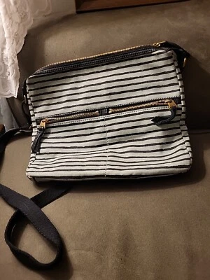 Fossil  ZB5737784 Erin Print xbody Mint Crossbody Top Zip purse striped - Image 1 of 4