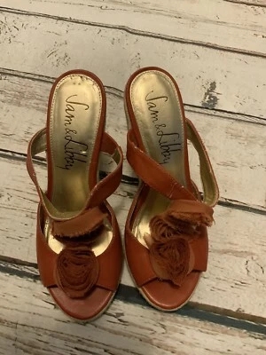 Sam & Libby Wedge Sandals Floral Rust Size 6.5 - Image 1 of 3