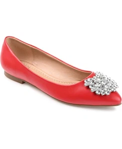 Journee Collection Women's Renzo Slip On Ballet Dress Flats, Red Size 5.5W - Picture 1 of 4