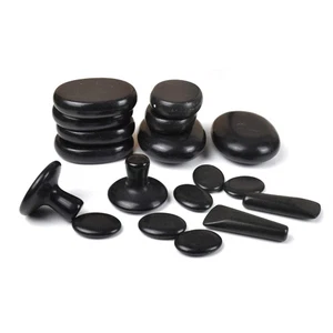 18 Hot Massage Stones Set Natural Basalt Warm Rocks Kit for Home Spa Massager - Picture 1 of 9