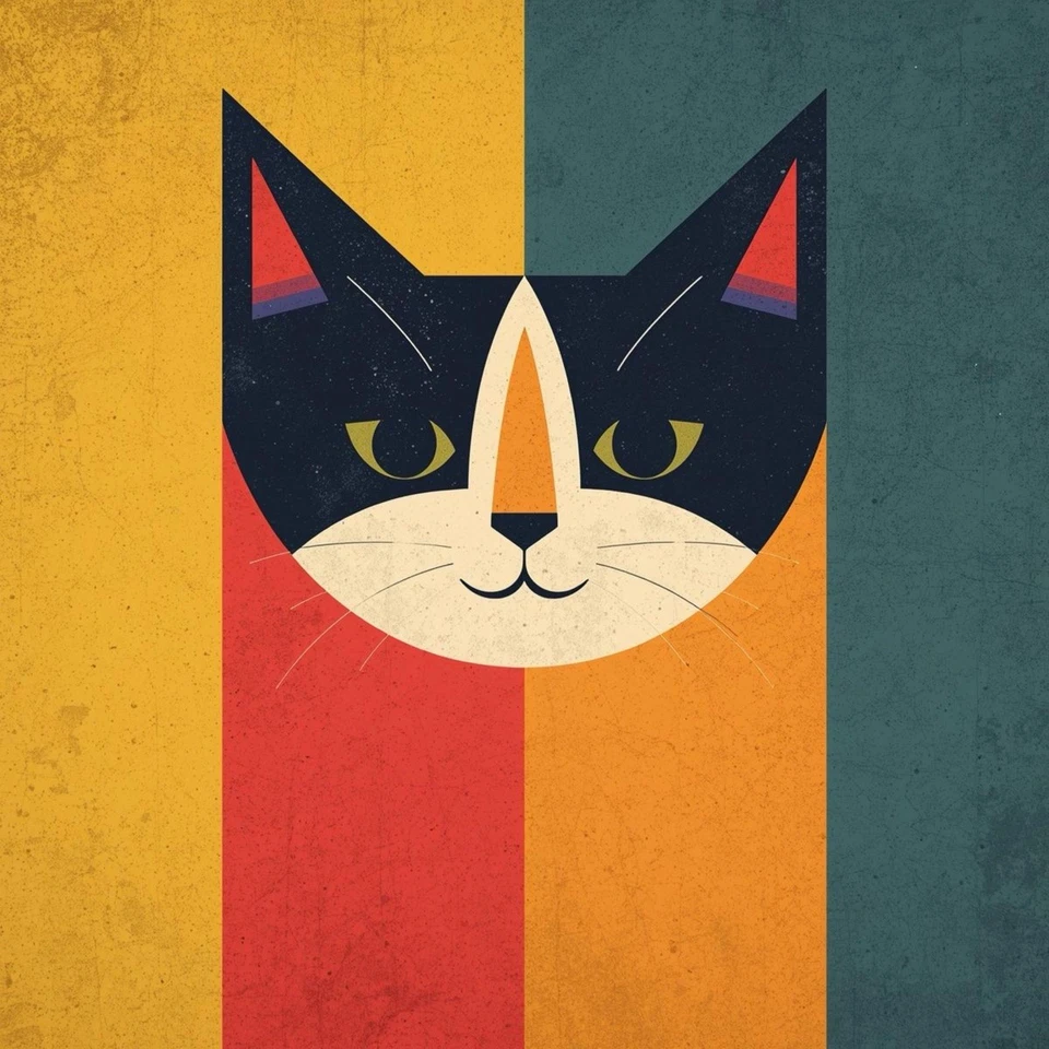 Katze Bauhaus De Stijl Konstruktivismus Poster Kunstdruck Kunst Art - Bild 1 von 1