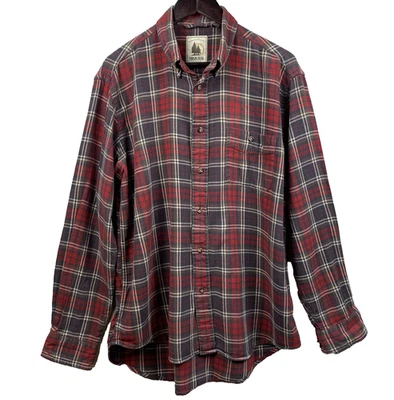 GH Bass Shirt Mens Large Red Brown Plaid Flannel Button Up Long Sleeve Outdoors - Image 1 of 4