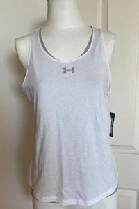 UNDER ARMOUR Girls Double The Fun Tank Top White-Gray Size Large - Picture 1 of 7