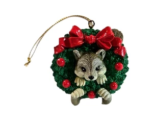 Vintage Current Raccoon Ornament Small Resin Christmas Holiday Seasonal - Picture 1 of 9
