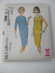 Bufanda anillo vestido vintage de 2 piezas con patrón McCall 7628 Misses de 1960 talla 14 (C - Imagen 1 de 5