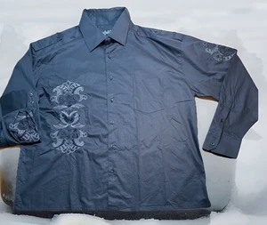 Royal Prestige Black Dress Shirt Men’s 5XL Long Sleeves Embroidered Button Up - Picture 1 of 10