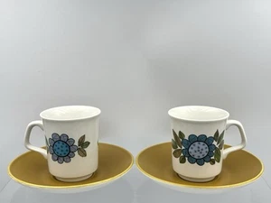 J&G MEAKIN STUDIO ‘Topic’ 2x Coffee Cups And Saucers - Picture 1 of 4