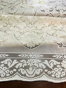 Ex. large lace tablecloth ivory amazing detail flowers scallops scrolls berries - Picture 1 of 16