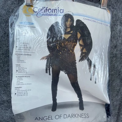 Черный Ангел Тьмы Калифорнийские Костюмы M Темная Фея Гот Перо Крылья - Изображение 1 из 2