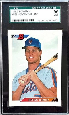 1992 Bowman #189 Jeromy Burnitz  SGC 96 - Image 1 of 2