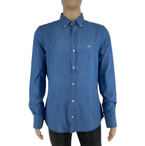 GANT Herren Hemd Blau Slim Fit Indigo Broadcloth Größe M 39/40 - Bild 1 von 11