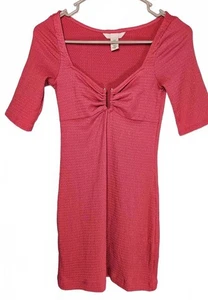 H&M Women's Hot Pink Stretchy Mini Dress with Front Detail Size XS - Picture 1 of 10