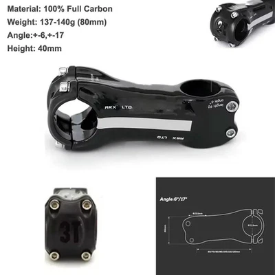 3T UD Carbon Road Bike Stem Angle 6 17Degree 80mm-120mm Mountain Bicycle Stems - Image 1 of 4