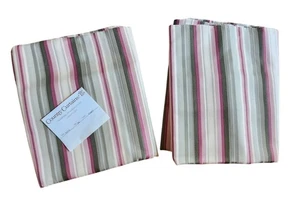 new Vintage set of 2 Country Curtains Green Red Tan Striped 47" x 84" 50278 - Picture 1 of 5