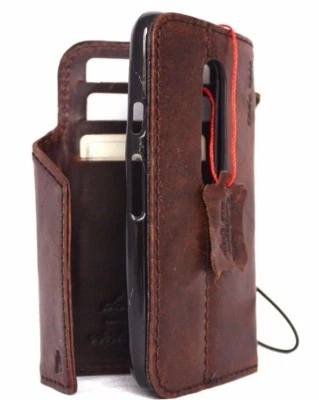 genuine vintage leather Case for Motorola Moto G 3rd gen book cover magnetic new - Image 1 of 4