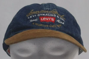 Genuine Levi Strauss American Legend Denim Cap Hat with Leather Bill - Picture 1 of 6