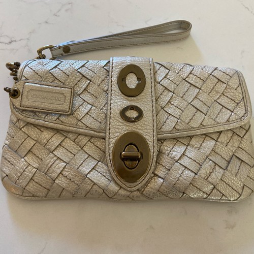 Bracciale frizione Coach Bleecker tessuto metallizzato 2007 raro HTF US INtime OTTIMEioni