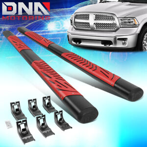 FOR 09-21 DODGE RAM 1500 2500 3500 CREW CAB 5"OVAL STEP BAR RUNNING BOARDS RED