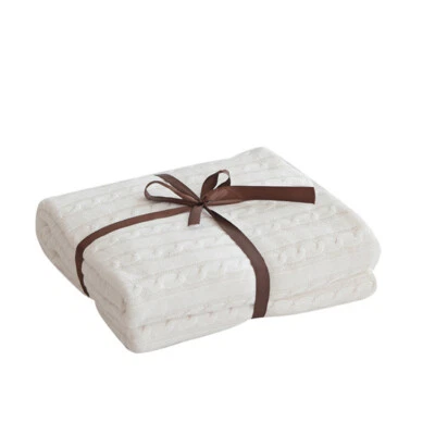 Blanket Knitted Pure Cotton Thread Towel Blanket Breathable Anti-static Thin New - Image 1 of 4