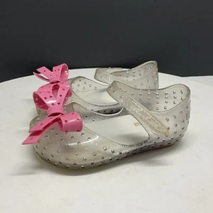 Mini Melissa Furadinha XI Shoes Girls 7 Toddler Mary Jane Flats Clear Sparkle - Picture 1 of 7