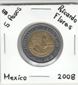 Mexico: $ 5 Pesos Coin RICARDO FLORES Year 2008. - Picture 1 of 2
