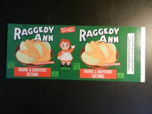 ETICHETTA VINTAGE RAGGEDY ANN SEZIONI ARANCIA E POMPELMO MAI USATA.  4" X 10" - Foto 1 di 1