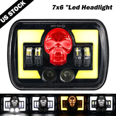 For Jeep Cherokee XJ 1984-2001 Wrangler YJ 1986-1995 5x7" 7x6 RGB Led Headlight - Image 1 of 4