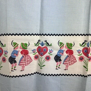 Deadstock 1960s Vintage Boarder Print ;Cotton Woven Fabric – 3.18m x 92.5cm Folk - Foto 1 di 10
