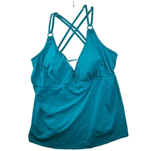 Avenue Swim Women’s Size 26 Teal Blue / Green Strappy Tankini Swimsuit Top - Picture 1 of 14