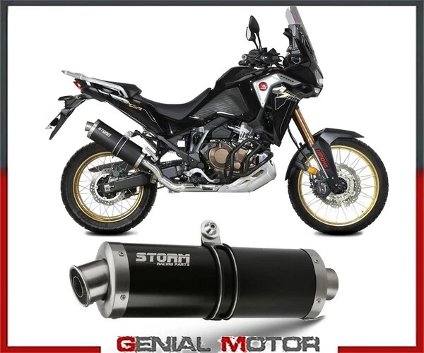 Exhaust Muffler Storm Oval Black Steel HONDA CRF1100L AFRICA TWIN 2020 > 2022 - Image 1 of 4