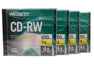 Memorex CD-RW光盘650MB 74分钟4倍多速可重写4包 — 第 1/4 张图片