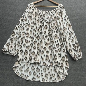 Cato Animal Leopardenmuster Top 26/28 Tunika Bluse Popover halbtransparent Arbeit Mob - Bild 1 von 12