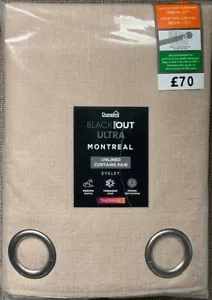 Dunelm Montreal Ultra Blackout Eyelet Curtains - Pebble - 66" x 72" (W x L) Pair - Picture 1 of 11