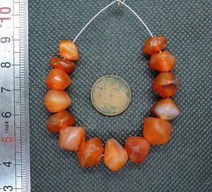 Lot Perle Cornaline Ancien Mali Ancient Agate Indus Faceted Carnelian Trade Bead - Imagen 1 de 4