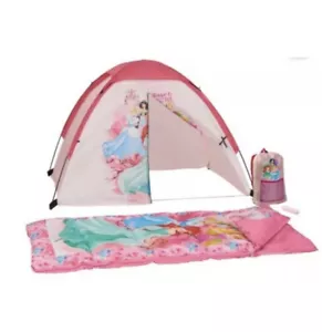Disney Princess Kids 4 Piece Camping Set with Tent & Sleeping Bag Blanket - Picture 1 of 5