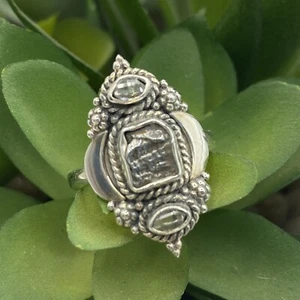 Medeorite &Herkimer Diamond Ring Size 8 April Birthstone Chakra Reiki 0885 - Picture 1 of 4