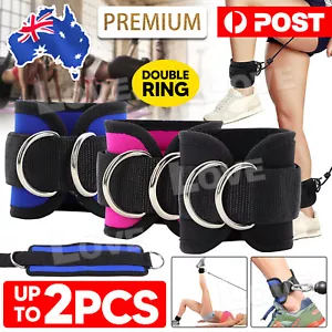 Weight Lifting Ankle D-Ring Strap Pulley Cable Kickbacks Attachment Gym Leg - Picture 1 of 12