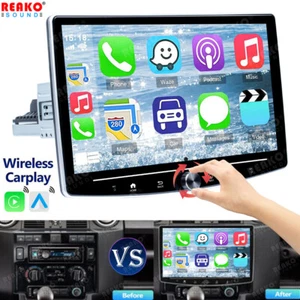 Single 1DIN Rotatable 10.1" Android 12 Carplay Car GPS Stereo Radio WIFI 1+32GB - Picture 1 of 16