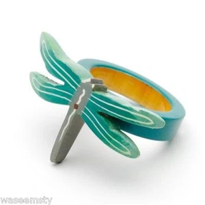 Juego de 4 soportes de anillo de servilleta de madera libélula decoración de mesa de comedor - Imagen 1 de 2