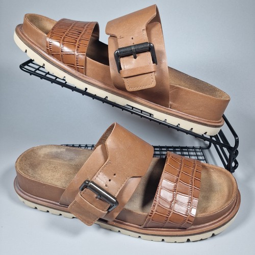 Sandali donna Clarks Orianna Glide platform taglia 7 D marroni effetto coccodrillo comodi