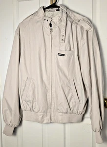 Vintage 1980's Members Only Jacket Khaki Beige Tan Size 40 Men's Large Full Zip - Picture 1 of 4