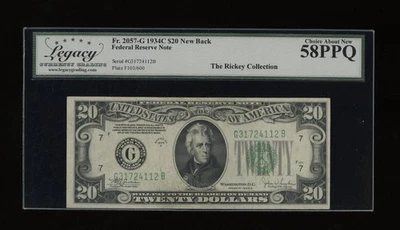 DBR 1934-C $20 Chicago New Back Fr. 2057-Gnb Legacy 58 PPQ Serial G31724112B - Image 1 of 2