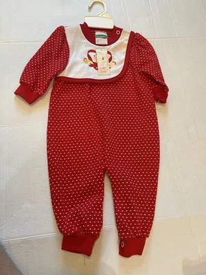Mameluco a presión vintage años 80 bebé niña Healthtex NOS 6-9 meses rojo lunares Foto 1 de 4